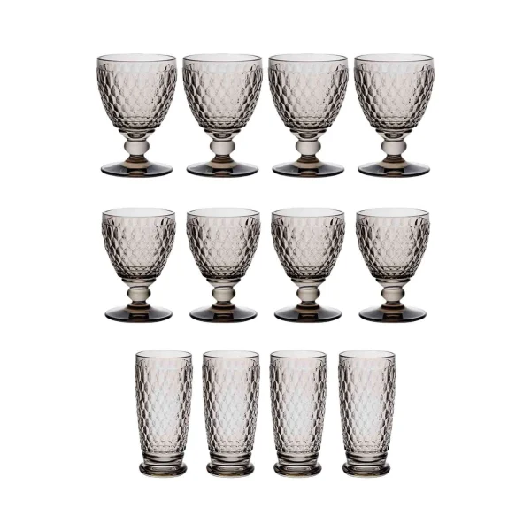 Villeroy & Boch 12er Set Wein- & Longdrinkgläser Boston Coloured In Smoke 1