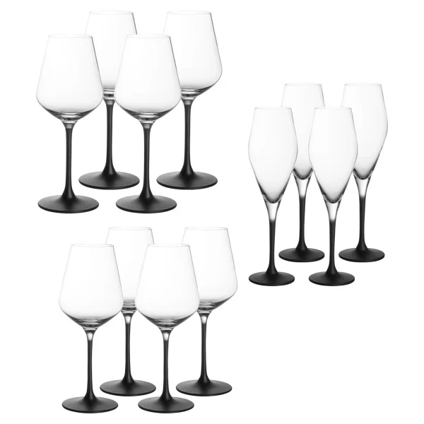 Villeroy & Boch 12er Set Wein- Und Sektgläser Manufacture Rock In Schwarz-transparent 1