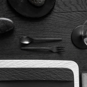 Villeroy & Boch 24er Set Tafelservice Mit Besteck Manufacture Rock In Schwarz 27