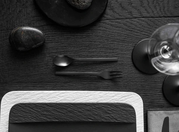 Villeroy & Boch 24er Set Tafelservice Mit Besteck Manufacture Rock In Schwarz 10